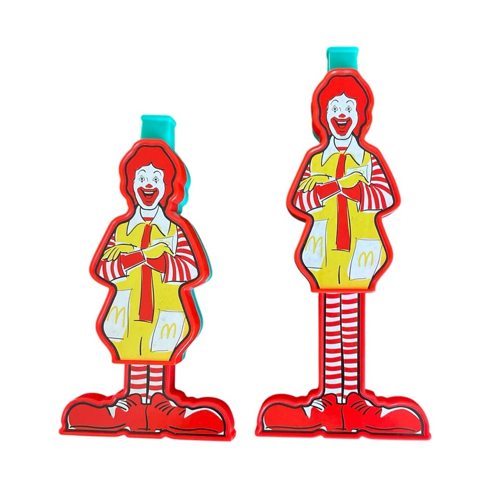 2 Vintage Toy Ronald McDonald Slide Whistle Flute Kazoo McDonalds Happy Meal